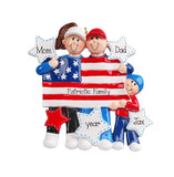 Americana patriotic fAMILY OF 3 personalized christmas ornament