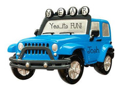 wrangler, Blue Jeep 4x4 personalized ornament