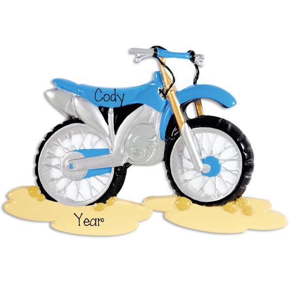 Blue Motocross Personalized Christmas Ornament
