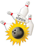 BOWLING WITH 4 PINS AND BALL/ PERSONALIZED CHRISTMAS ORNAMENT