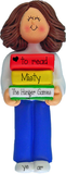 Female carrying her Favorite Books~Personalized Christmas Ornament