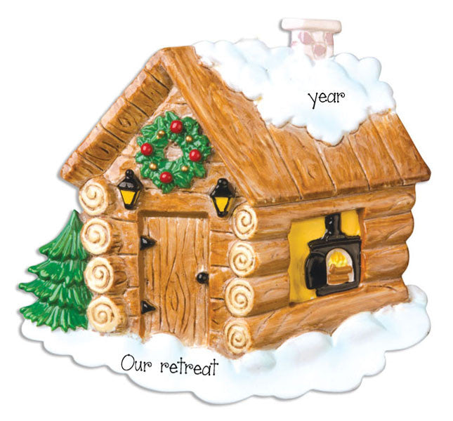 LOG CABIN - Personalized Ornament