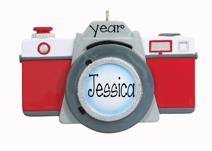 RED CAMERA/PHOTOGRAPHER/PERSONALIZED CHRISTMAS ORNAMENT