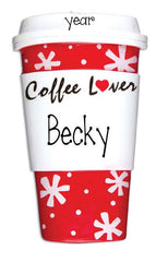 COFFEE LOVER, PERSONALIZED CHRISTMAS ORNAMENT