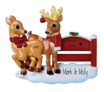 Reindeer Couple~Personalized Ornament