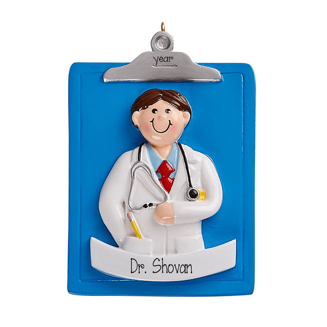 Male DOCTOR with Clipboard~Personalized Ornament