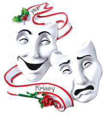 DRAMA/THEATER MASK PERSONALIZED CHRISTMAS ORNAMENT