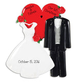 WEDDING DRESS/TUX w/ HEART Personalized Ornaments