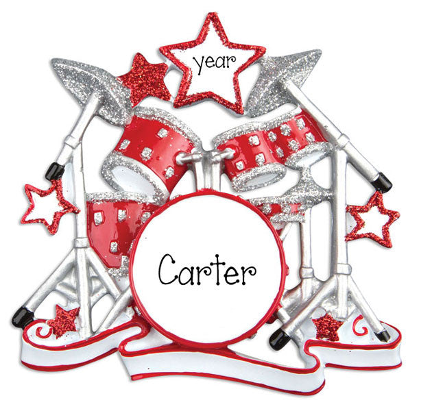 RED DRUM SET-PERSONALIZED ORNAMENT