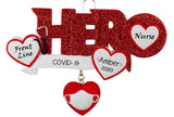 Hero in Red Glitter for Nurse~Covid-19~Personalized Christmas Ornament