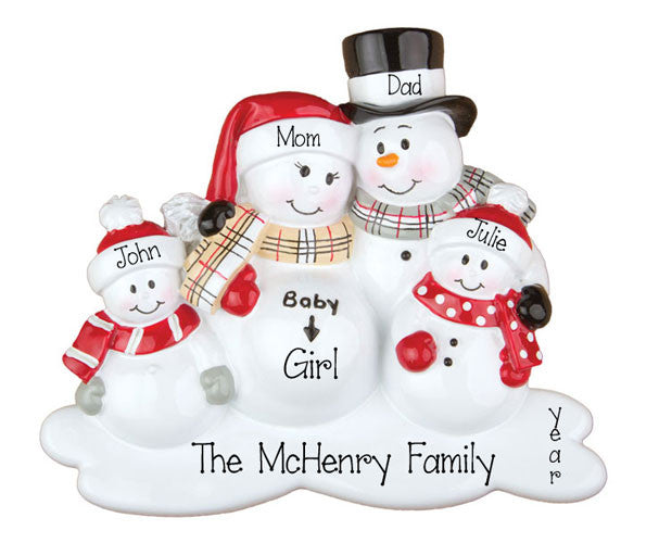 Expecting Mom~Family of 4~Personalized Ornament