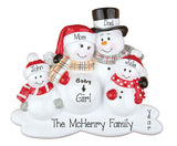 Expected Mom Snowman family of 4, my personalized ornaments