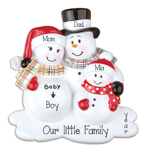 Expecting Family of Three-Personalized Christmas Ornament