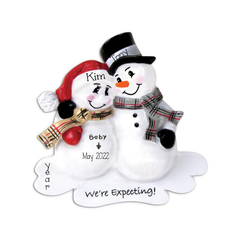 Expecting Snowmen Couple ~ Personalized ornament