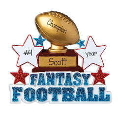 Fantasy Football with Blue  Glitter~Personalized Christmas Ornament