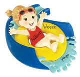 Little Girl on water slide ~Personalized Christmas Ornament