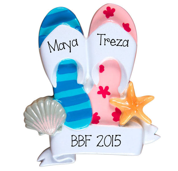Best Friends Flip Flops~Personalized Christmas Ornament