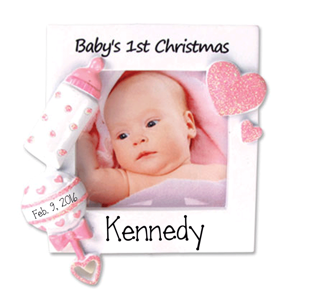 Baby Girl Photo Frame-Baby's 1st Christmas Ornament