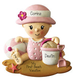 Little Girl Playing in the Sand~Personalized Christmas Ornament
