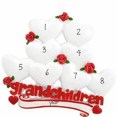 8 Grandchildren with Red Glitter~Personalized Table Top Decor`