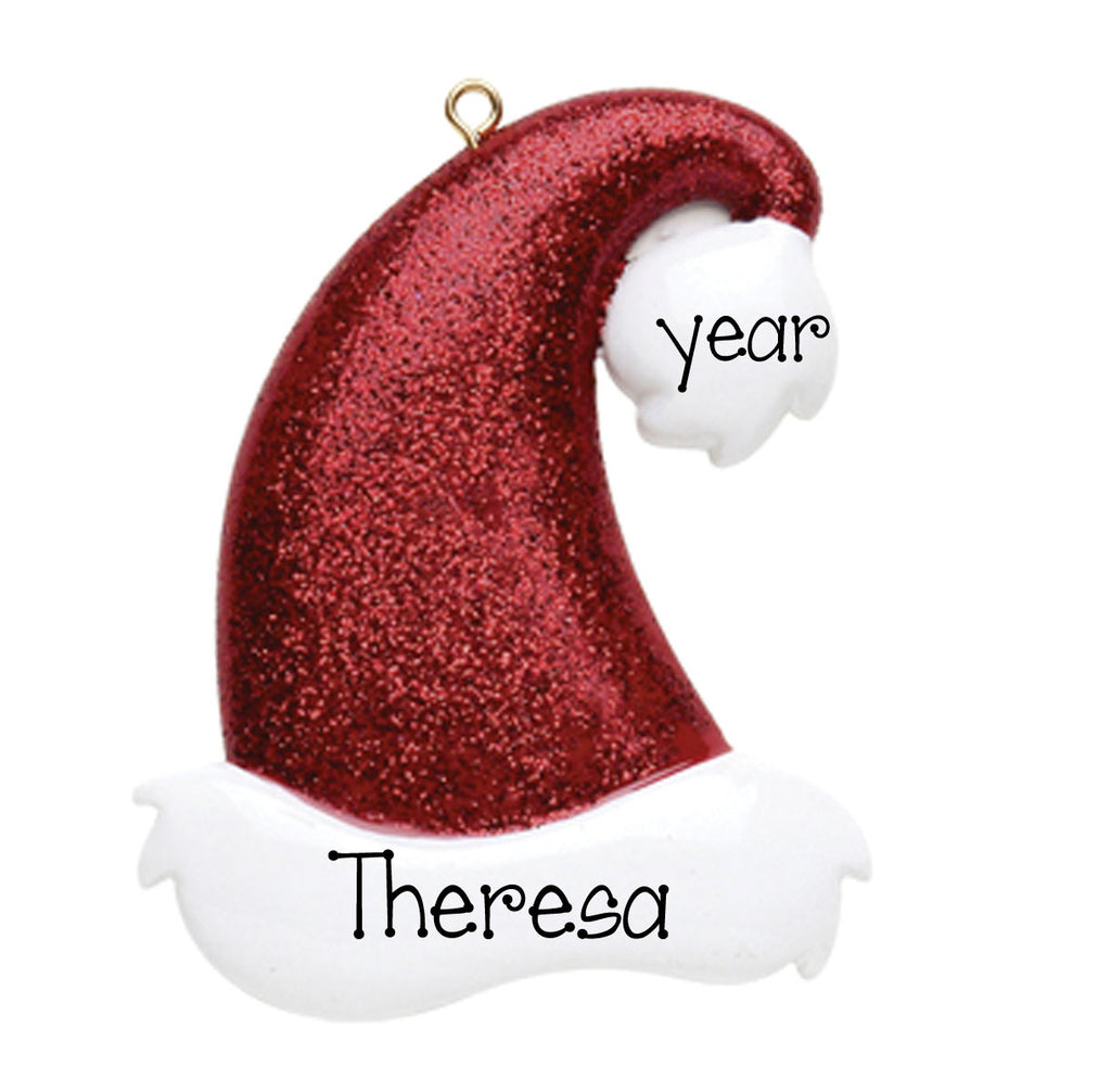 Red Glitter Hat-Personalized Ornament