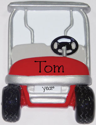 RED GOLF CART ORNAMENT / MY PERSONALIZED ORNAMENTS
