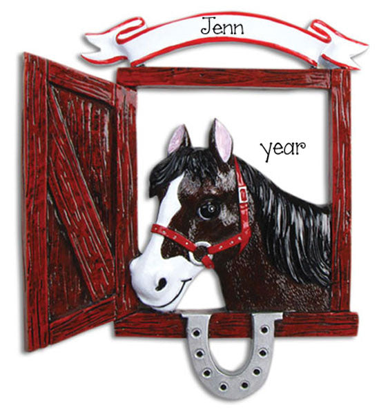 HORSE IN STALL-Personalized Ornament