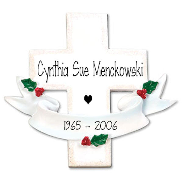 memorial cross/in memory of/personalized christmas ornament