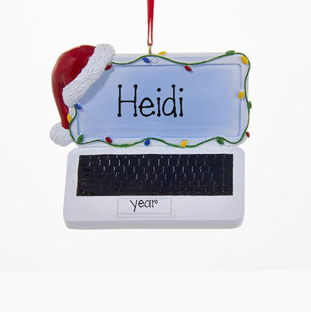 Laptop Computer w/ Santa Hat Ornament