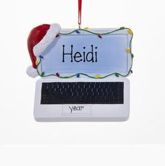 computer with a santa hat, my personalized Ornament