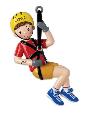 ZipLine Boy~Personalized Christmas Ornament