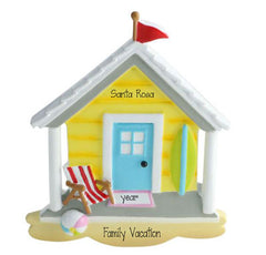 Beach House ~ Personalized Christmas Ornament