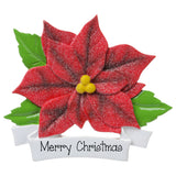 Red Glitter poinsettia- Personalized Christmas Ornament