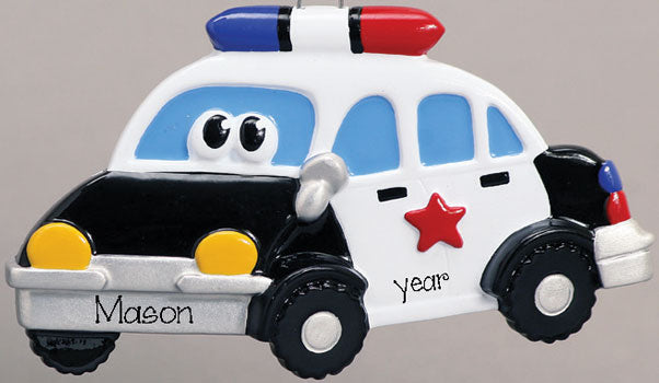 POLICE CAR w/ EYES~Personalized Christmas Ornament