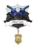 Police Hat and Badge~Personalized Christmas Ornament