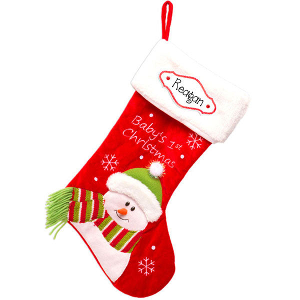 BABY'S BOY OR BABY GIRL RED PERSONALIZED CHRISTMAS STOCKING