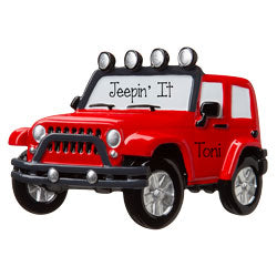RED JEEP 4x4~ Personalized Christmas Ornament
