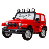 4X4 Red Jeep personalized christmas ornament