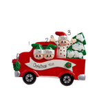 RED TRUCK~Family of 3~Personalized Christmas Ornament
