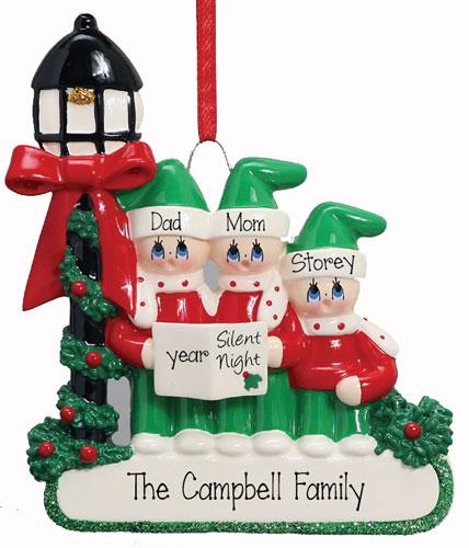 Caroler Family of 3-Personalized Christmas Ornament