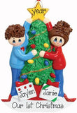 COUPLE decorating the christmas tree ornament, 1ST CHRISTMAS, MY PERSONALIZED ORNAMENTS
