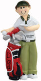 GOLFER FOR DAD WITH A RED GOLF BAG ORNAMENT / MY PERSONALIZED ORNAMENTS