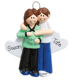EXPECTING BRUNETTE COUPLE ORNAMENT / MY PERSONALIZED ORNAMENTS