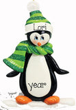 PENGUIN WITH GREEN SCARF AND HAT, My Personalized Ornaments