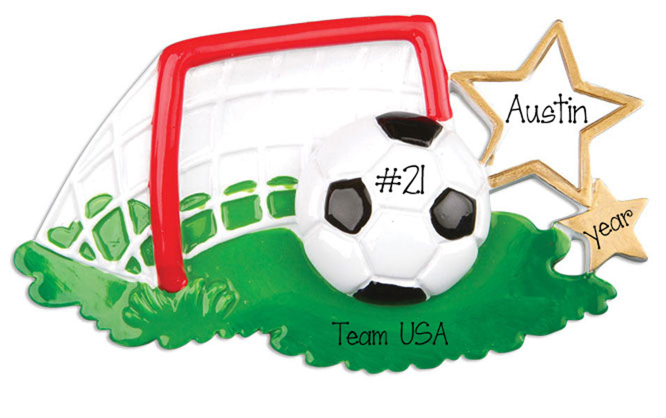 SOCCER BALL w/ GOAL - Personalized Ornament