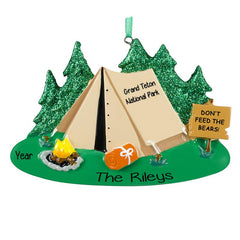 Camping Tent, Boy scouts, cub Scouts, Personalized christmas Ornament