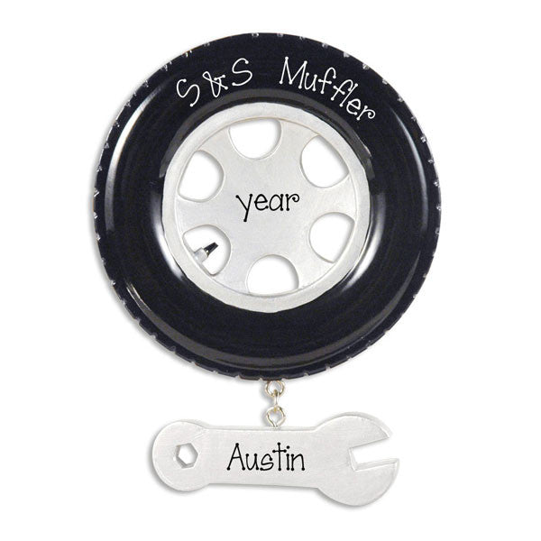 TIRE & WRENCH~Personalized Christmas Ornament