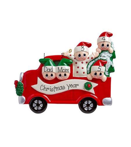 RED TRUCK~Family of 5~Personalized Christmas Ornament