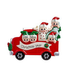 RED TRUCK~Family of 5~Personalized Christmas Ornament