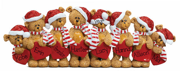 TABLETOP DECOR FAMILY OF 8 bears / MY PERSONALIZED ORNAMENT